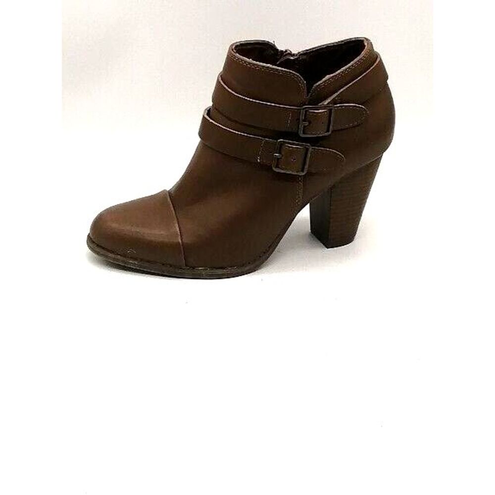 LC Lauren Conrad Boots Womens Brown 8.5 Ankle Bootie Shoe Side Zip Buckle 116367